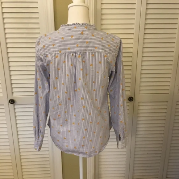 Talbots Ruffle Trim Striped Cotton Top with Heart Print Size S - Picture 7 of 9